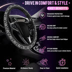 Black and White Damask Steering Wheel Cover for Women Men Neoprene Breathable Wheel Cover Protector Anti-Slip Car Accessories Universal 15 Inch Fit for Cars Trucks Vehicles