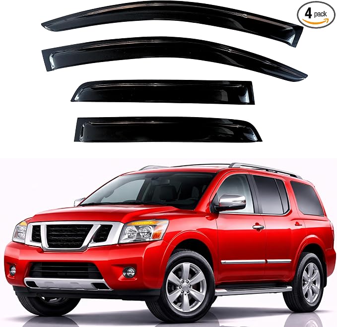 KPY Rain Guards Fit for 2004-2016 Nissan Armada, Out-Channel Window Visors Vent Wind Deflectors 4PC, Car Accessories for 04-16 Armada