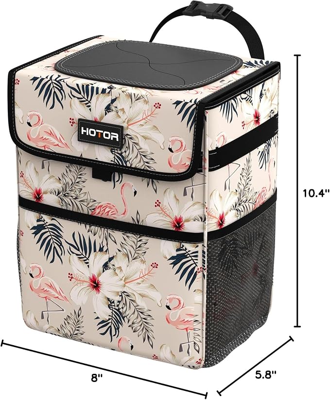 Car Trash Can - Leak-Proof Car Organizer and Storage Bag for The Back/Front/Console of Any Cars,Sedans, SUVs & Trucks Easy-to-Install Car Accessory Interior, Flamingo Print