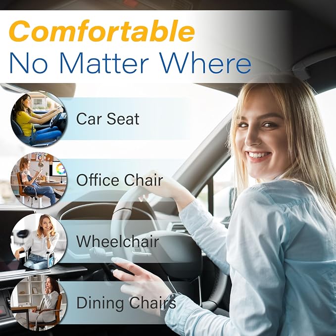 Car Seat Cushion for Driving, Car Seat Pillow for Short Drivers | Ergonomic Memory Foam Seat Cushion for Pain Relief, Adult Booster Seat for Car, Butt Cushion for Car, Truck, Office, Black
