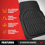 FlexTough LITE Rubber Car Mats Full Set - All Weather Floor Mats for Cars & SUVs - Automotive Waterproof Black Car Floor Mats for Cars Interior Accessories Universal Trim-to-Fit