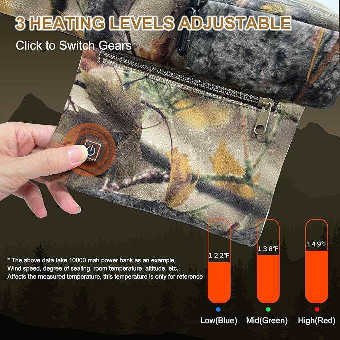Heated Hunting Seat Cushion, Waterproof Seat Pads for Tree Stand & Ladder Stand, for Hunting, Ice Fishing, Hiking, Camping (Camo)