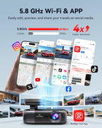 F9 4K Dash Cam Front and Rear 1080P, 5.8GHz WiFi & Smart App Control Car Camera, 2160P/FHD Wireless Dashcam for Cars with Precise GPS, WDR Night Vision, Loop Recording, 24H Parking Mode