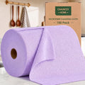 Microfiber Cleaning Cloth Roll - 100 Pack Tear Away Microfiber Paper Towels, Reusable, Washable, Scratch-Free, Kitchen Towels for Car, Home, Kitchen, Glass, Dishes (Light Purple)