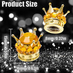 4PCS Crown Bling Tire Stem Valve Caps, Crystal Diamond Car Wheel Tire Valve Caps Universal Copper Core Stem Covers for Cars, SUV, Trucks, Bikes, Motorcycles, Bicycles (Gold)