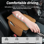 Car Center Console Cover, Upgraded Leather Car Armrest Cushion with 2 Storage Pockets, Universal Waterproof Cushion Pad, Non-Slip Car Interior Accessories, Fits Most Sedans SUVs Trucks (Orange)