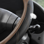 Leather Steering Wheel Cover 14 1/2 to 15 inch Universal Padded Soft Grip Breathable for Car Truck SUV Jeep Anti Slip Brown