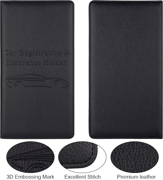 Car Registration and Insurance Holder with Magnetic Shut, Vehicle Glove Box Car Organizer, Men Women Interior Car Accessories for Cards, Essential Document, Driver License, Black