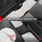 FlexTough LITE Rubber Car Mats Full Set - All Weather White Floor Mats for Trucks, Cars & SUVs - Automotive White Car Floor Mats for Cars Interior Accessories Universal Trim-to-Fit