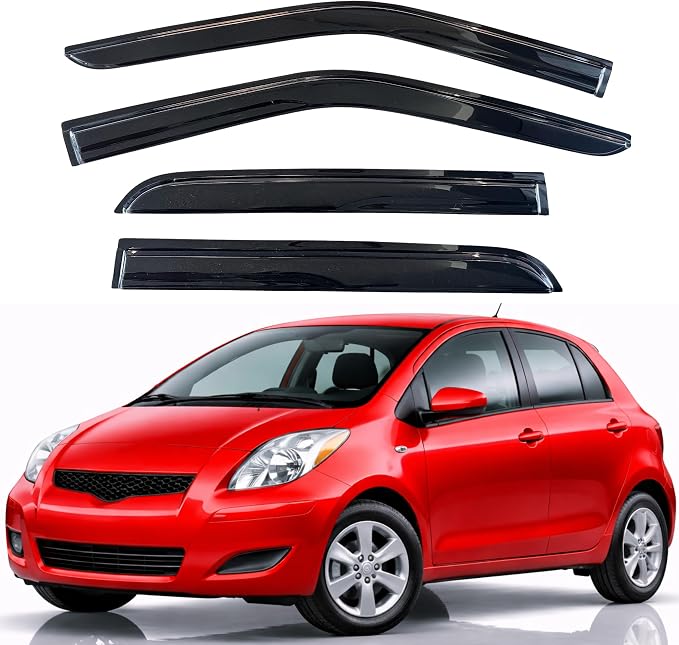 KPY Rain Guards Fit for 2005-2010 Toyota Yaris Hatchback, Out-Channel Window Visors Vent Wind Deflectors 4PC, Car Accessories for 05-10 Yaris Hatchback (Excludes Sedan)