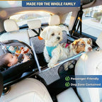 Dog Car Seat for Large Medium Dogs | Waterproof Dog Seat Cover for Back Seat with Hard Bottom | Alloy Twist-Lock Rods | 3 Mesh Windows | Removable Fleece Mat | Cars, SUVs, Trucks (Grey)