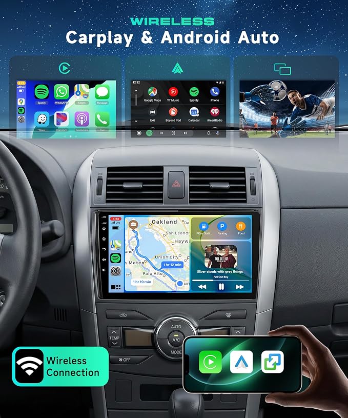 8 Core 6G+128G for Toyota Corolla 2009-2013 Android Car Stereo Carplay Android Auto, 9 Inch for Corolla Radio GPS 4G-WiFi Bluetooth 5.0 FM/RDS DSP-36 Mirror Link Backup Camera