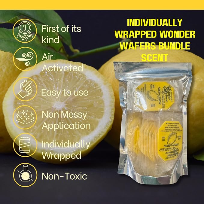Wonder Wafers 75 Count Air Fresheners Individually Wrapped, Fresh Lemon Fragrance