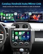 [4Core+64GB] Car Radio for Jeep Compass Patriot 2010-2016: 10'' 1280x800 IPS HD Touchscreen Head Unit Stereo with Wireless Carplay Android Auto 5GWiFi Bluetooth5.0 GPS FM SWC 1080 Backup Camera