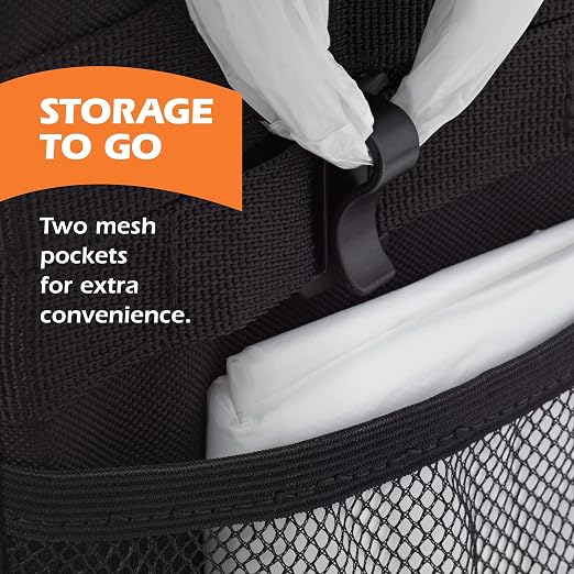 Car Trash Can - Collapsible, Leakproof Garbage Bin with 20 Trash Bags and Adjustable Strap - Car & Truck Accessories for Men and Women - Black, Large
