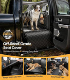 Dog Car Seat Cover for Back Seat, 450lb Hardbottom Dog Hammock,Waterproof & Anti-Scratch Backseat Protector for 1-4 Large/Medium Dogs, Seat Extender for SUV Medium Truck, Size-L, Black+Orange