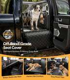 Dog Truck Seat Cover for Back Seat, 450lb Support Hard Bottom Hammock for 1–4 Large Dogs, Waterproof & Anti-Scratch Backseat Protector, Car Bed Extender for Truck & SUV, Size-XL, Black