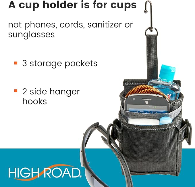 DriverPockets Car Pouch - Air Vent Pocket and Vent Cell Phone Holder for Car - Front Seat Organizer with 3 Pockets, Hanging Hooks and Charging Port