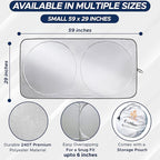 Car Windshield Sun Shade | 2025 Upgraded Innovative No-Light-Pass Technology for Maximum Coverage | Foldable Sun Shade Keeps Your Vehicle Cool | Must-Have Car Accessories | Small (59" x 29")