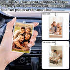 4Pcs Flip-Top Transparent Card Holder Car Hanging Photo Frame with Black Rope, Car Picture Holder Decor, Custom Rear View Mirror Hanging Picture Photo Ornament