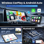 10'' Car Radio for Jeep Patriot Compass 2010-2016, Wireless CarPlay & Android Auto, Android Car Stereo with 2GB+64GB, Bluetooth 5.0, GPS Navigation, WiFi, FM, SWC, Backup Camera