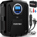 Tire Inflator Portable Air Compressor, Air Pump for Car Tires and Bikes, Car Tire Pump w/Auto Shut Off, 150 PSI, 110V AC 12V DC, LED Light, Carrying Case, Perfect For Men, Women