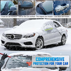 6 Layers Windshield Snow Cover Universal Midsize Sedan/Compact SUV Protection Hail & Snow Shield | Scratch-Free Hooks + Reflective Strips + Mirror Covers