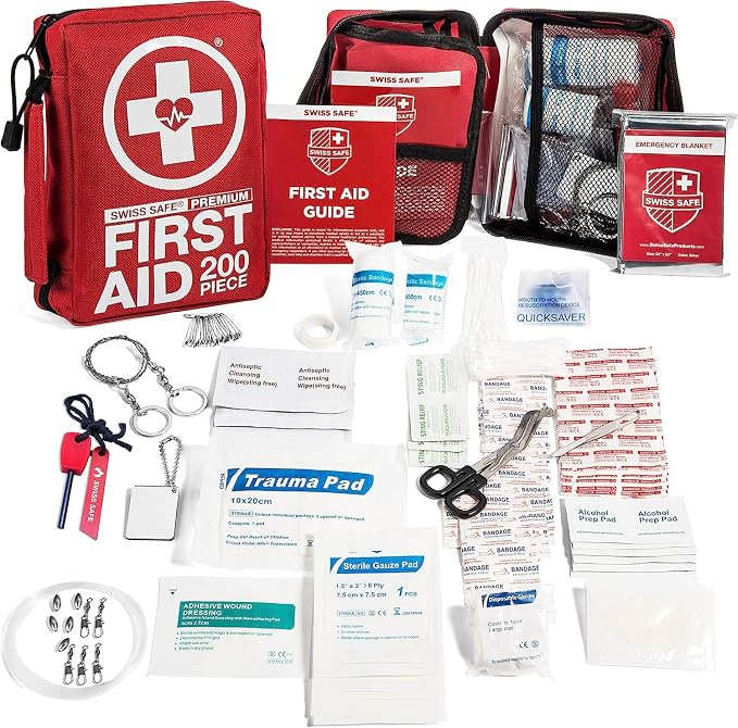 2-in-1 First Aid Kit for Car, Travel & Home, Businesses - Bonus Mini Kit for Medical Emergency Aid, Survival, Camping - 200 Pcs, Medium FAK