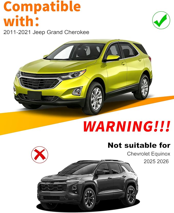 Low-Profile Window Rain Guard for Chevy (Chevrolet) Equinox 2018-2024 Rain Guards Side Window Visors Extra-Thick Vent Visor Window Deflectors Tape-on Vent Shades Car Accessories 4-pcs