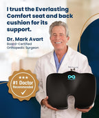 Doctor Recommended Memory Foam Seat Cushion for Office Chairs & Car - Ergonomic Office Desk Accessories - Cushions for Tailbone Pain Relief, Sciatica (Black Airflow Lumbar, Large)