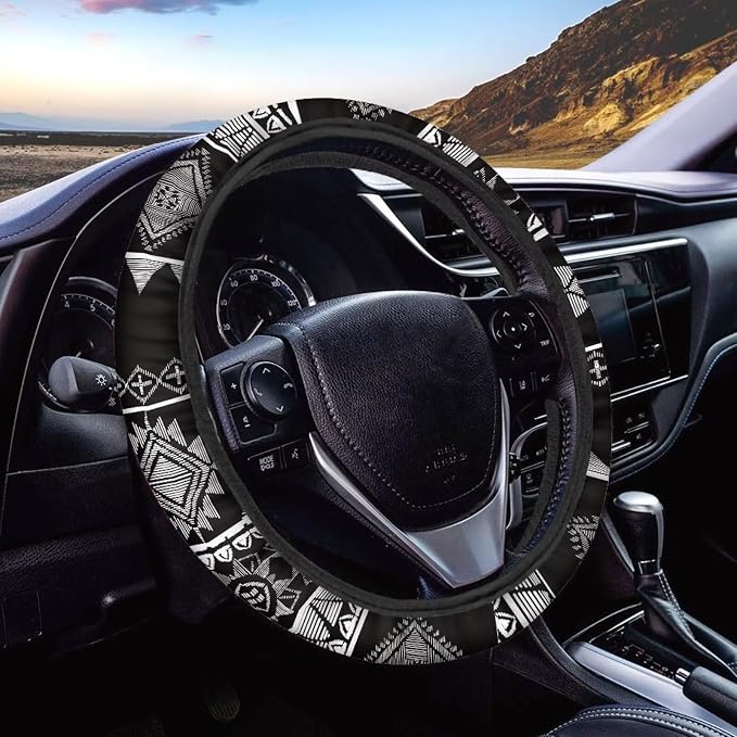 American Tribal Geometric Pattern Steering Wheel Cover with a Diameter of 15" for Van Car SUV Truck Full Surround Auto Steering Wheel Protector Steering Wheels Accessories