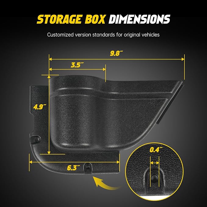 JK Storage Pockets for Jeep Wrangler, Front Door, 2 Pcs | Compatible with 2011-2018 Jeep Wrangler JK JKU 2/4 Door, Front Door Pockets, Interior Storage Accessories, Black