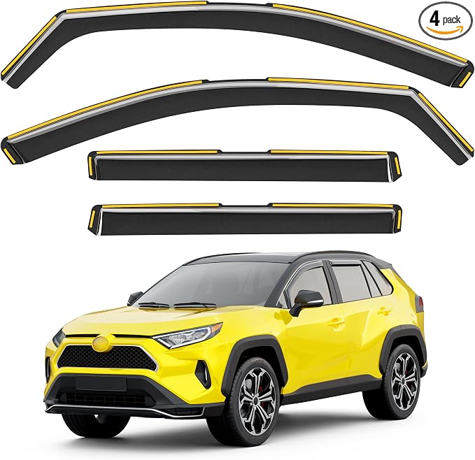 in-Channel Window Rain Guards Fit for 2019-2025 Toyota RAV4 Extra Durable Rain Guards Window Deflectors Visors Vent Visors Vent Shades Car Accessories - 4 pcs