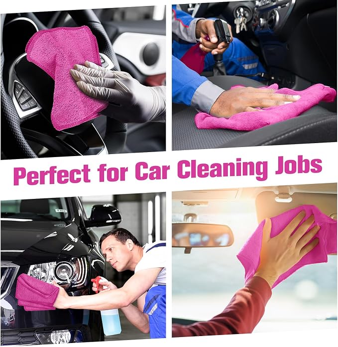 Cleaning Cloth Dry Erase Cloth Cleaning Rags Reasonable Kitchen Towels Microfiber Towels Cars Wash(6 x 6 Inch,Pink,30 Pcs)