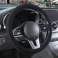 14 inch Black Suede Steering Wheel Cover, Breathable Non-Slip Sweat-Proof Wear-Resistant No Pilling, Warm in Winter and Cool in Summer