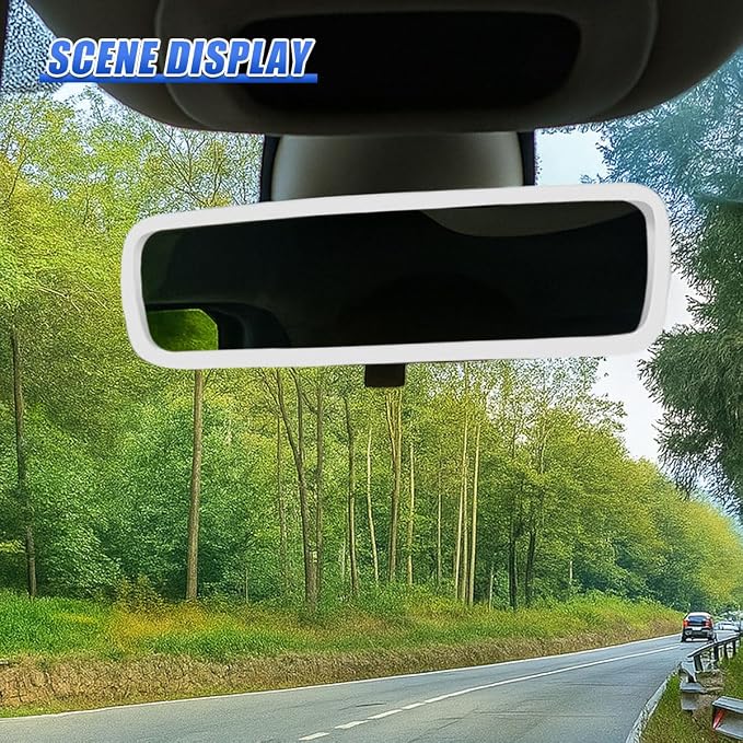 YoRise Car Rear View Mirror Protector Frame, Rearview Edge Cover (White) | Car Rearview Mirror Cover, Car Mirror Decoration Protector Accessories for Most Cars