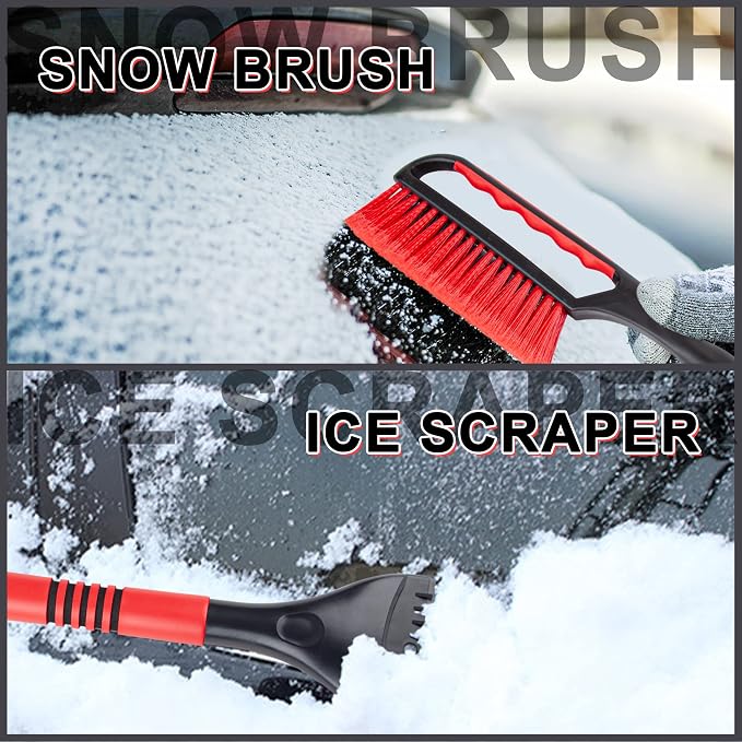 26 in Snow Brush and Ice Scraper, Detachable Car Snow Tool | Soft Bristles, ABS Shaft, EVA Foam Grip, -40°F Cold Resistance, Compact Two-Piece Storage, Scratch-Free Cleaning