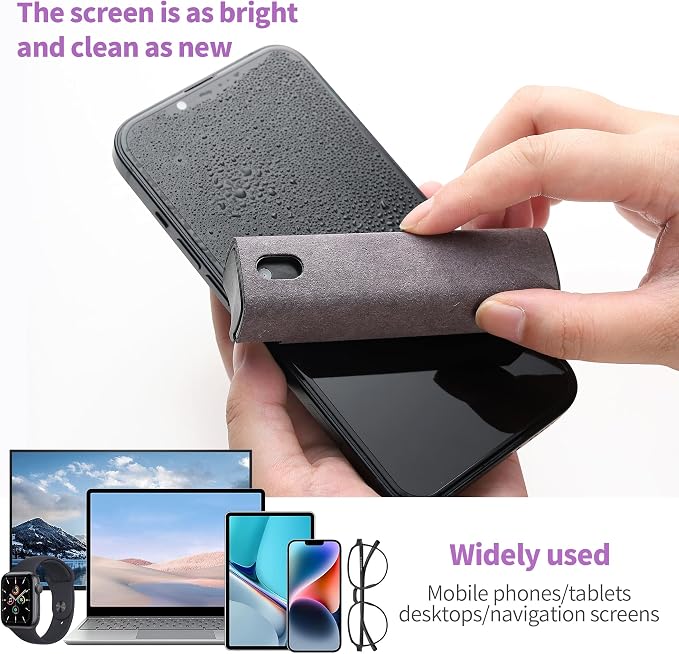 CUIUD Touchscreen Screen Cleaner Kit 2 Pcs, Phone, Tablet and Car Screen Cleaner, Two in One Spray and Microfiber Cloth(2 Pack Grey)