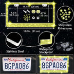 27 PCs Yellow Bling Car Accessories Set for Women, Steering Wheel Covers Universal Fit 15 Inch, Bling License Plate Frame, Bling Phone Holder, Bling Car Coasters (Yellow Diamond)