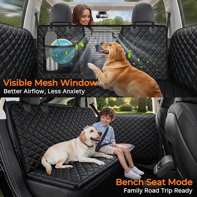Dog Car Seat Cover for Tesla Model Y & Juniper (2025+) with Door Protectors, Waterproof Seat Cover Hammock 600D Heavy Duty Scratch Proof Nonslip Durable Soft Back Seat Covers