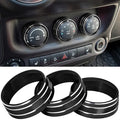 Audio Air Conditioning Button Cover Decoration Twist Switch Ring Trim for Jeep Wrangler JK JKU Patriot 2011-2018, Compass 11-16, Liberty 08-12, Dodge Challenger 08-14 Interior Accessories Black 3PCS