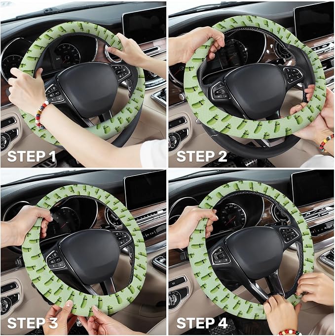 Funny Pickle Steering Wheel Cover, Non Slip Polyester Car Wheel Protector for Car SUV Truck, Universal 15 Inch