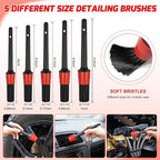 15PCS Car Detailing Kit Auto Cleaning Tools Wash Set with Storage Carry Bag Beginners Easy to Use for Interior Exterior Car Care Clean Windshield Dashboard Seat Air Vents Wheels Tires, Red