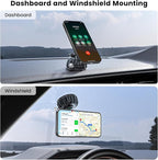 Strong Suction Cup Magnetic Car Phone Holder for iPhone & Android Phones, Shock-Resistant Phone Mount for Dashboard Windshield, 360° Rotation, Heavy-Duty, Foldable, Hands-Free, Ideal for Navigation