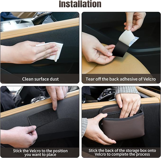 Car Seat Side Storage Pocket, Small Organizer,PU Leather Multifunctional Console Side Organizer Bag for Phone, keys, sunglass,wallet,ect (Brown)