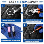 105PCS Tire Screw Plug Repair kit, Screw in Rubber Plugs No Tire Removal Flat Tire Fix Tool Set for Car Truck Motorcycle SUV ATV, Heavy Duty Emergency Tire Puncture Repair Kit with Pliers and Tools