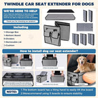 Back Front Seat Extender for Large Dogs Up to 200 Lbs, Adjustable Dog Back Seat Extender with Cushion & Storage Box, Car Organizer Gap Filler for Front or Back Seat,Gray