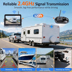 HD 1080P RV Backup Camera Wireless Easy Install: Plug and Play 7'' DVR 4-Channels Split Screen for Furrion Pre-Wired RVs System - AI Motion Detection Rear View Camera Clear Night Vision to 32ft