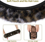 Fuzzy Steering Wheel Cover, Leopard Fluffy Car Wheel Cover for Women Men, Soft Furry Vehicle Steering Wheel Protector Warm Non-Slip Car Accessories 15 inch Universal Fit Auto, Suvs, Truck