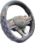 D Shaped 14 Inch Small Sized Steering Wheel Cover Great Grip with 3D Honeycomb Anti-Slip Design, Flat Bottom 14 Inch (Blue)